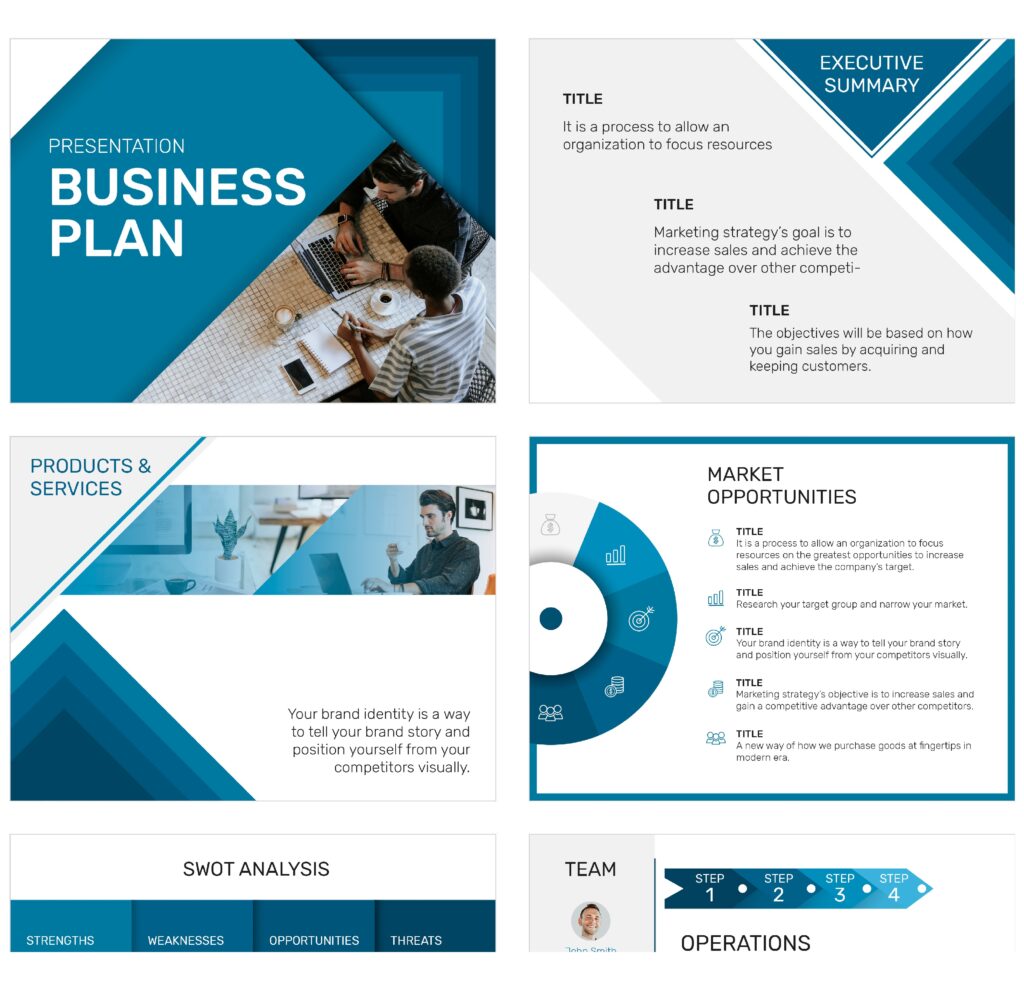 Editable business presentation template psd in modern design set